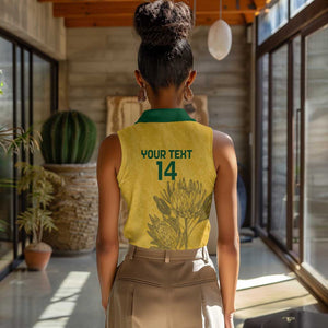 Custom South Africa Soccer Women Sleeveless Polo Shirt Go Banyana Banyana Proteas