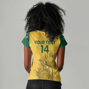 Custom South Africa Soccer Women V-Neck T-Shirt Go Banyana Banyana Proteas