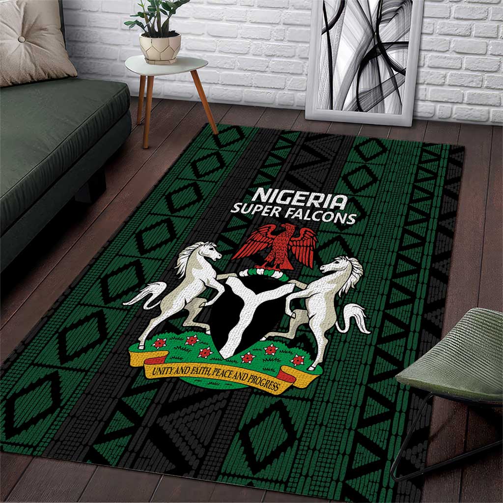 Nigeria Football Area Rug Go Super Falcons African Pattern