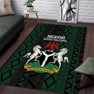 Nigeria Football Area Rug Go Super Falcons African Pattern