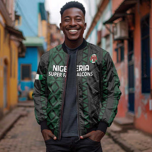 Custom Nigeria Football Bomber Jacket Go Super Falcons African Pattern