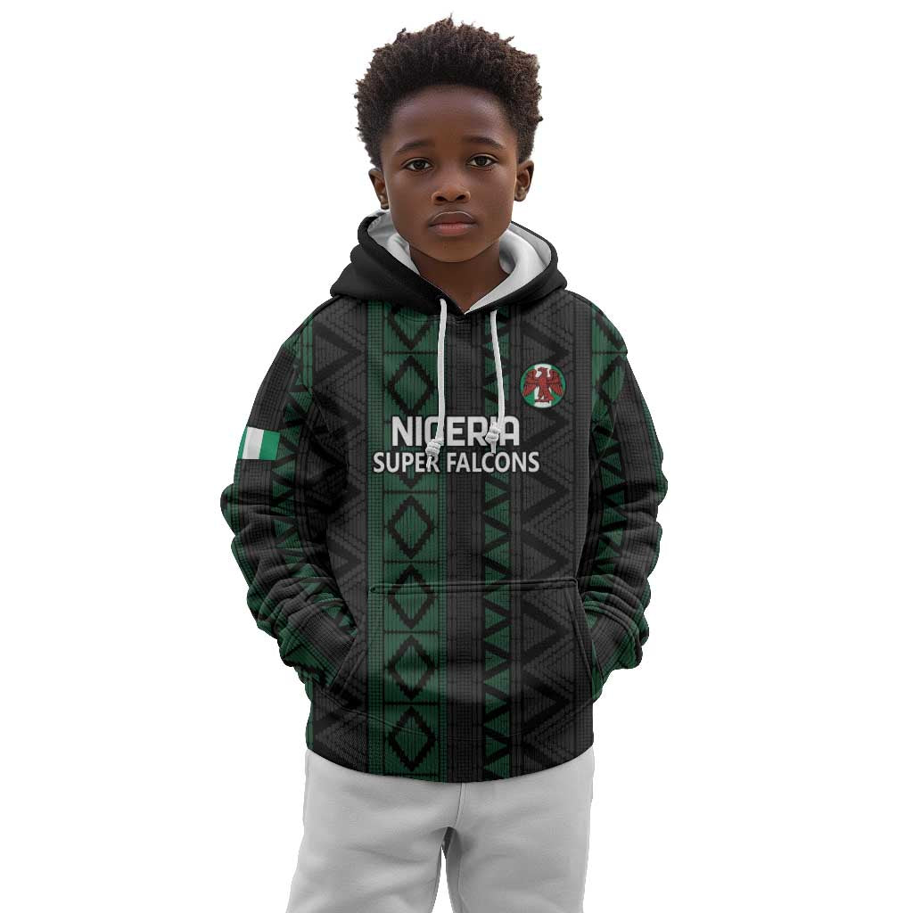 Custom Nigeria Football Kid Hoodie Go Super Falcons African Pattern