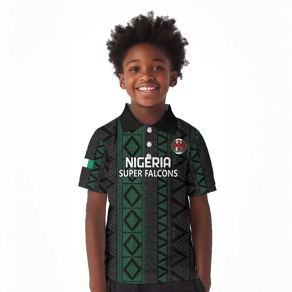 Custom Nigeria Football Kid Polo Shirt Go Super Falcons African Pattern