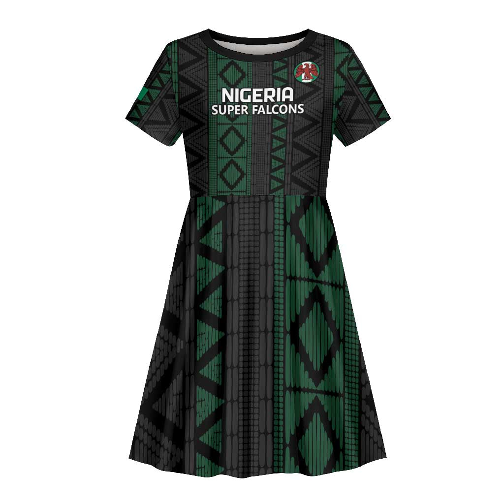 Custom Nigeria Football Kid Short Sleeve Dress Go Super Falcons African Pattern