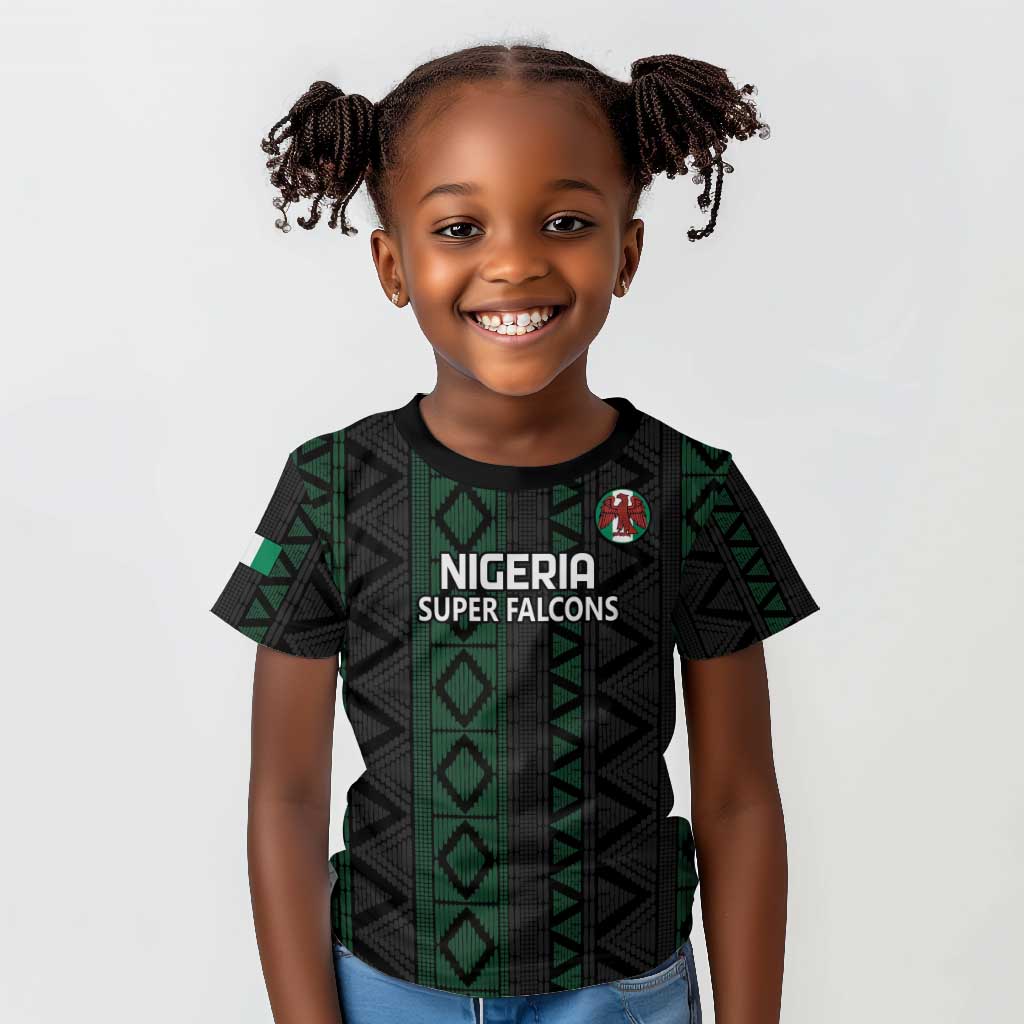 Custom Nigeria Football Kid T shirt Go Super Falcons African Pattern