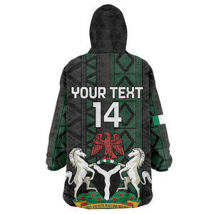 Custom Nigeria Football KId Wearable Blanket Hoodie Go Super Falcons African Pattern