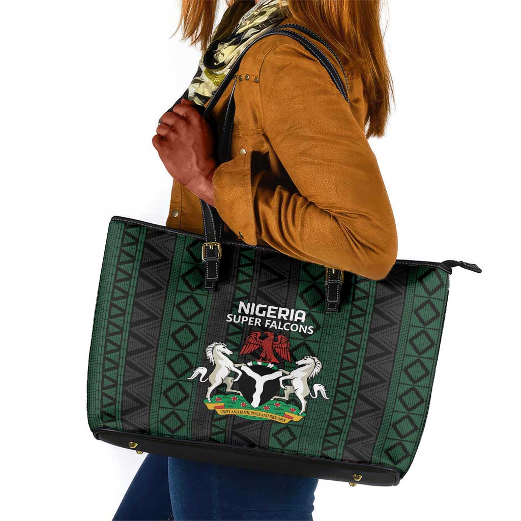 Nigeria Football Leather Tote Bag Go Super Falcons African Pattern