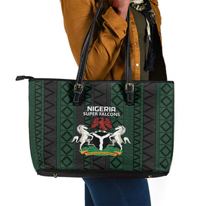 Nigeria Football Leather Tote Bag Go Super Falcons African Pattern