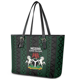 Nigeria Football Leather Tote Bag Go Super Falcons African Pattern