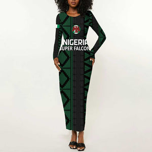 Custom Nigeria Football Long Sleeve Bodycon Dress Go Super Falcons African Pattern