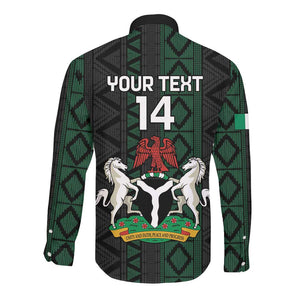 Custom Nigeria Football Long Sleeve Button Shirt Go Super Falcons African Pattern