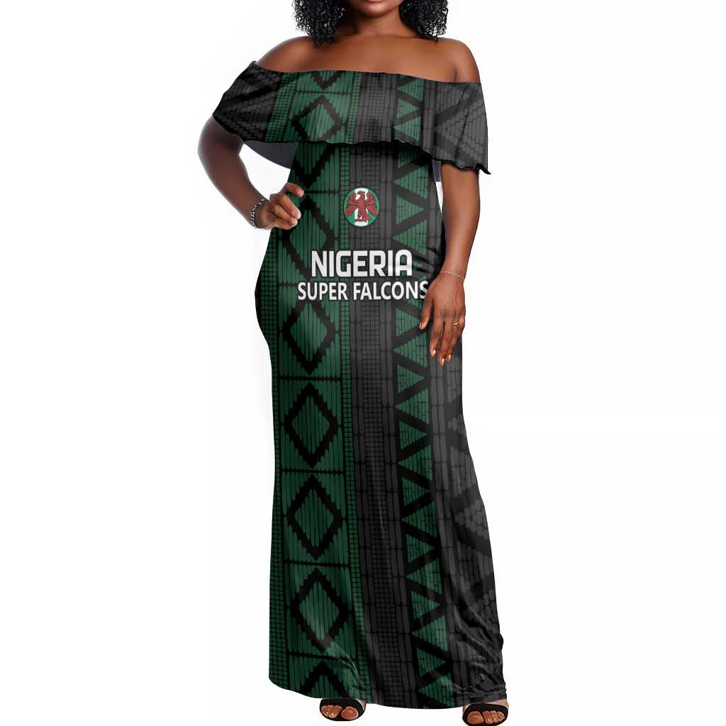 Custom Nigeria Football Off Shoulder Maxi Dress Go Super Falcons African Pattern