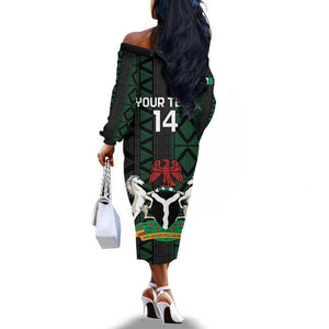 Custom Nigeria Football Off The Shoulder Long Sleeve Dress Go Super Falcons African Pattern