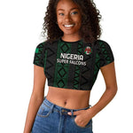 Custom Nigeria Football Raglan Cropped T shirt Go Super Falcons African Pattern