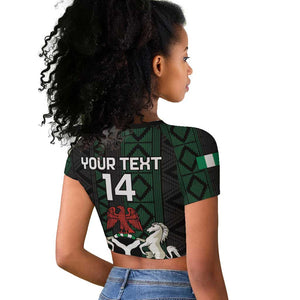 Custom Nigeria Football Raglan Cropped T shirt Go Super Falcons African Pattern