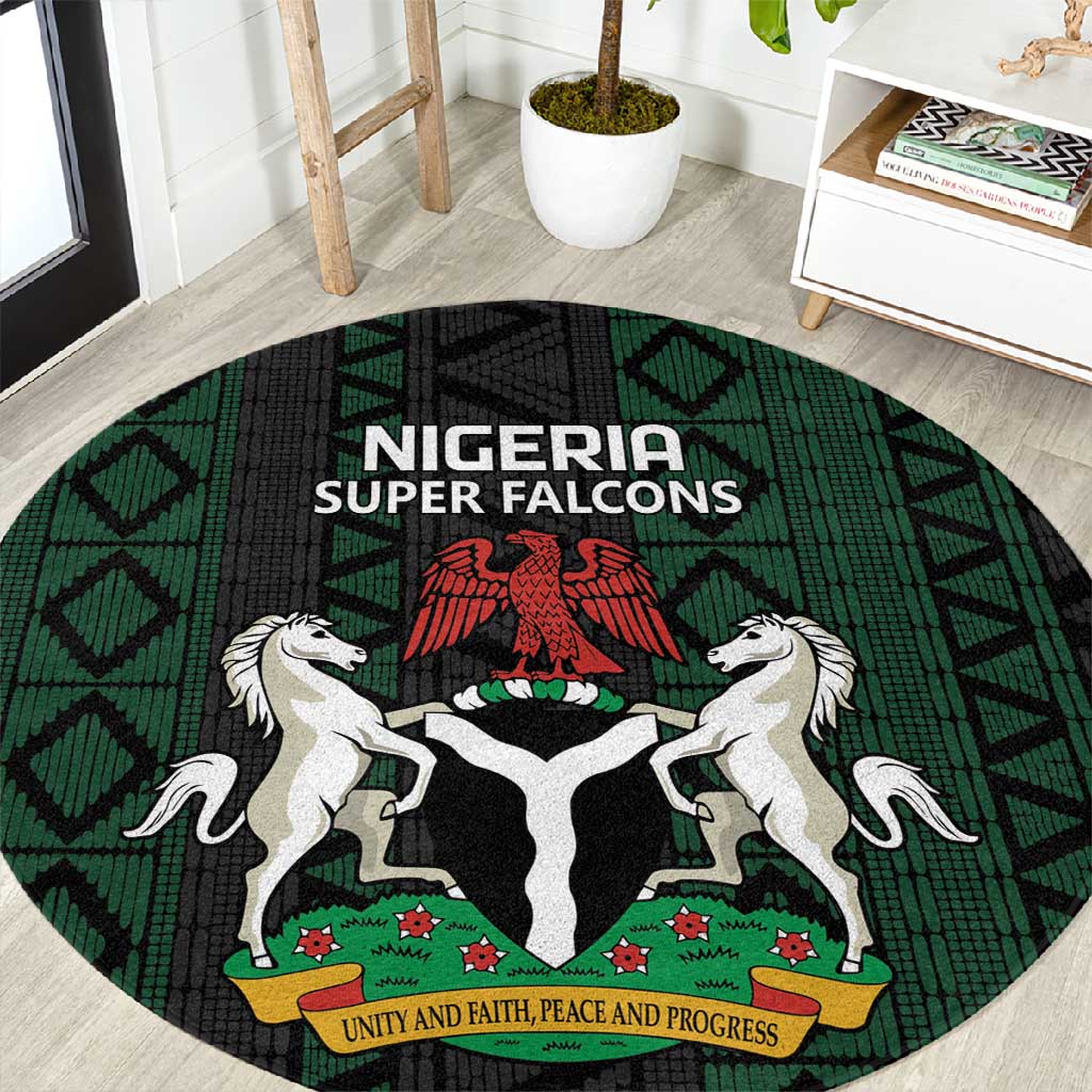 Nigeria Football Round Carpet Go Super Falcons African Pattern