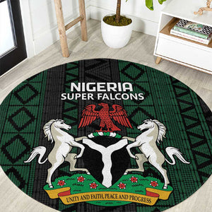 Nigeria Football Round Carpet Go Super Falcons African Pattern