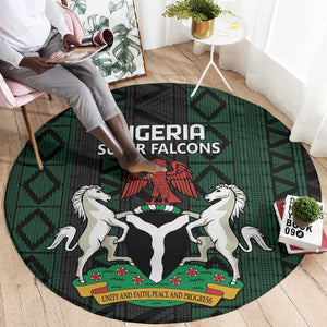 Nigeria Football Round Carpet Go Super Falcons African Pattern