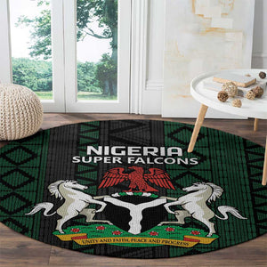 Nigeria Football Round Carpet Go Super Falcons African Pattern