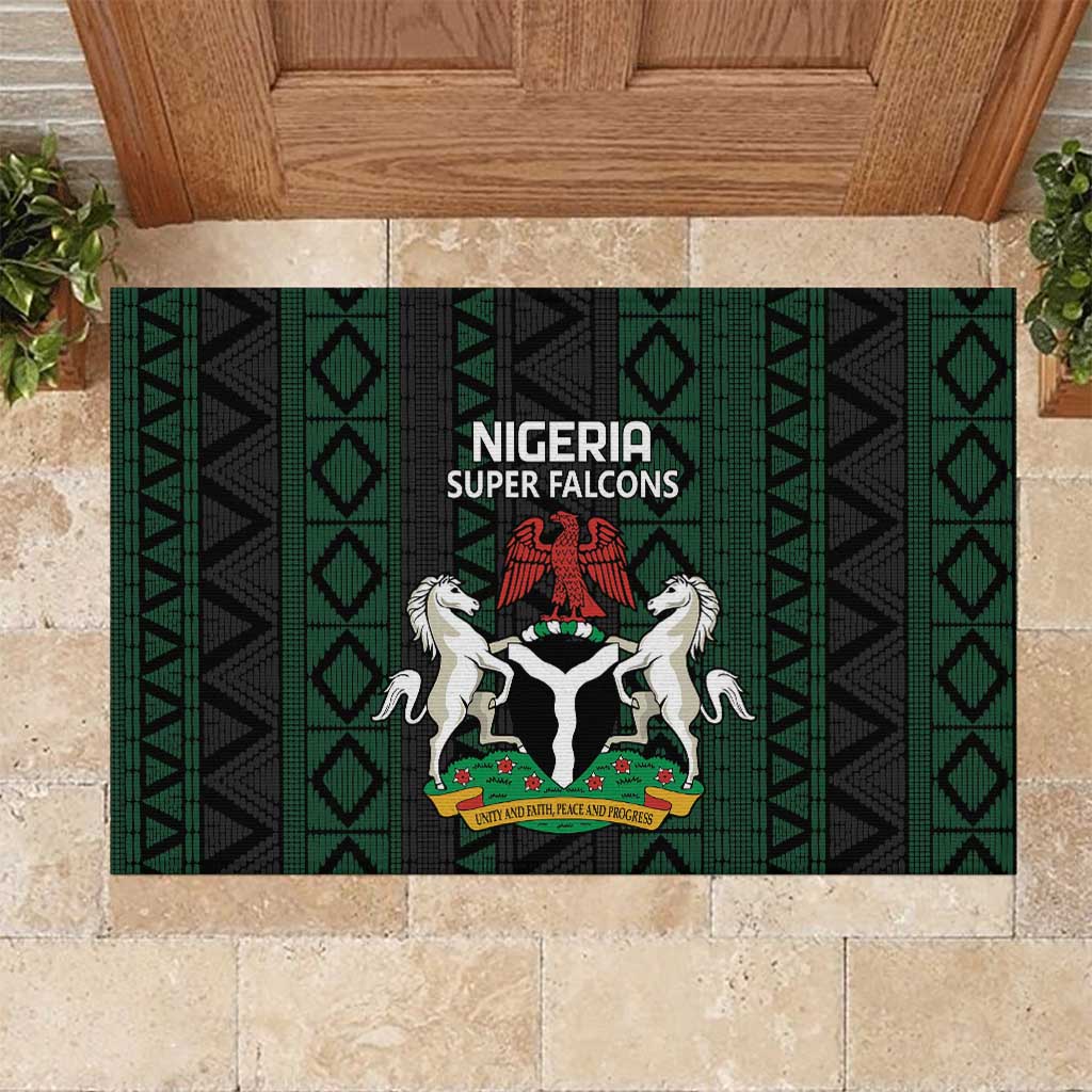 Nigeria Football Rubber Doormat Go Super Falcons African Pattern