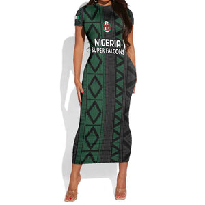 Custom Nigeria Football Short Sleeve Bodycon Dress Go Super Falcons African Pattern