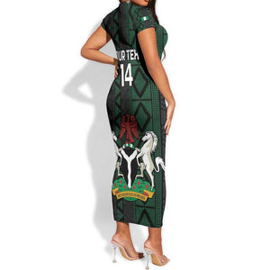 Custom Nigeria Football Short Sleeve Bodycon Dress Go Super Falcons African Pattern