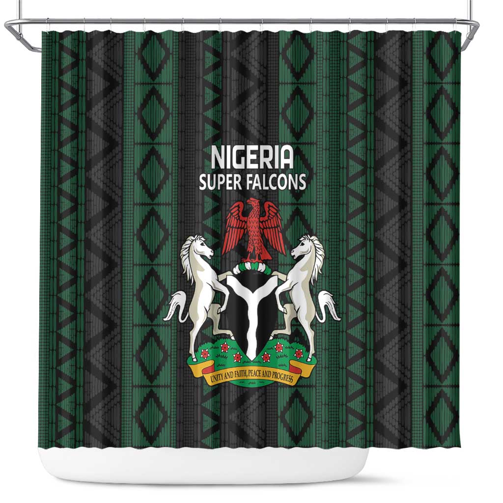 Nigeria Football Shower Curtain Go Super Falcons African Pattern