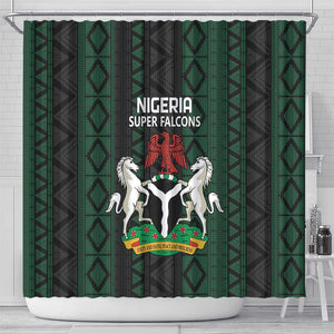 Nigeria Football Shower Curtain Go Super Falcons African Pattern