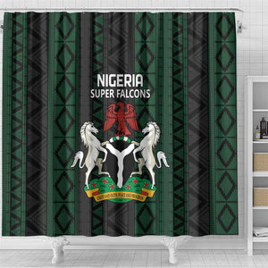 Nigeria Football Shower Curtain Go Super Falcons African Pattern