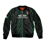 Custom Nigeria Football Sleeve Zip Bomber Jacket Go Super Falcons African Pattern