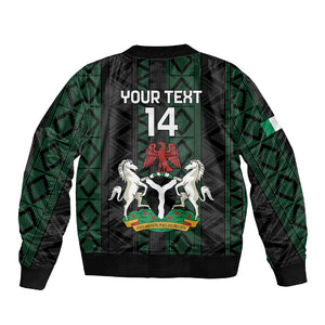 Custom Nigeria Football Sleeve Zip Bomber Jacket Go Super Falcons African Pattern