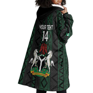 Custom Nigeria Football Wearable Blanket Hoodie Go Super Falcons African Pattern