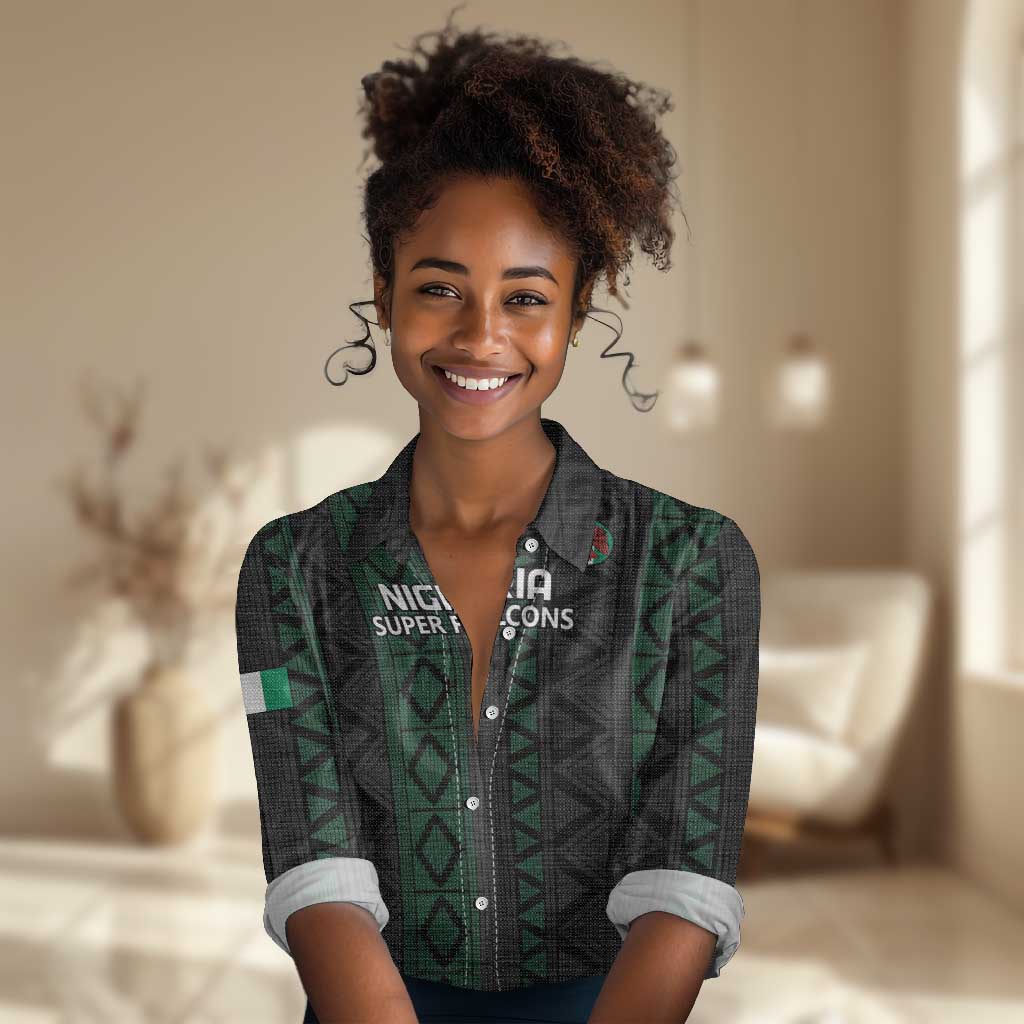 Custom Nigeria Football Women Casual Shirt Go Super Falcons African Pattern LT14