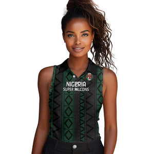 Custom Nigeria Football Women Sleeveless Polo Shirt Go Super Falcons African Pattern