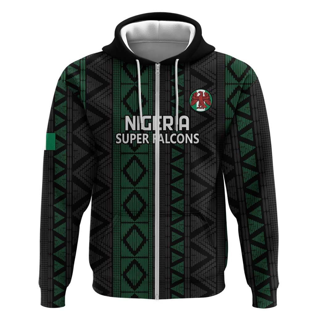 Custom Nigeria Football Zip Hoodie Go Super Falcons African Pattern