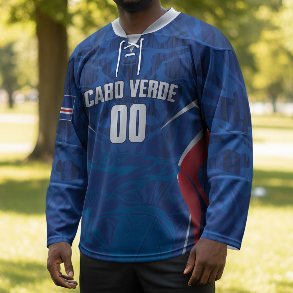 Cape Verde Basketball 2026 Custom Hockey Jersey Come On Hammer Sharks