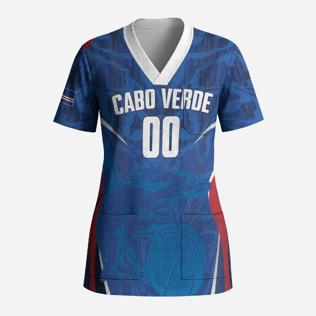 Cape Verde Basketball 2026 Custom Scrub Top Come On Hammer Sharks