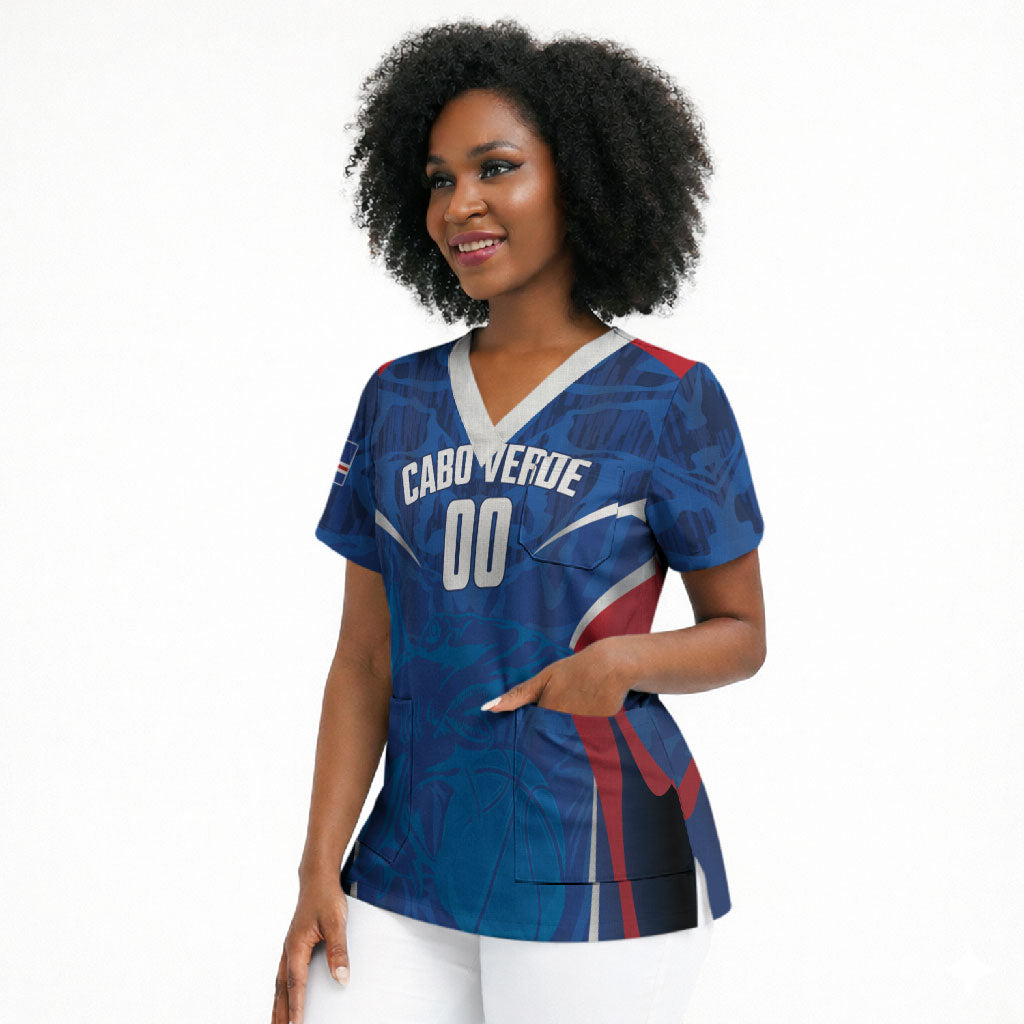 Cape Verde Basketball 2026 Custom Scrub Top Come On Hammer Sharks
