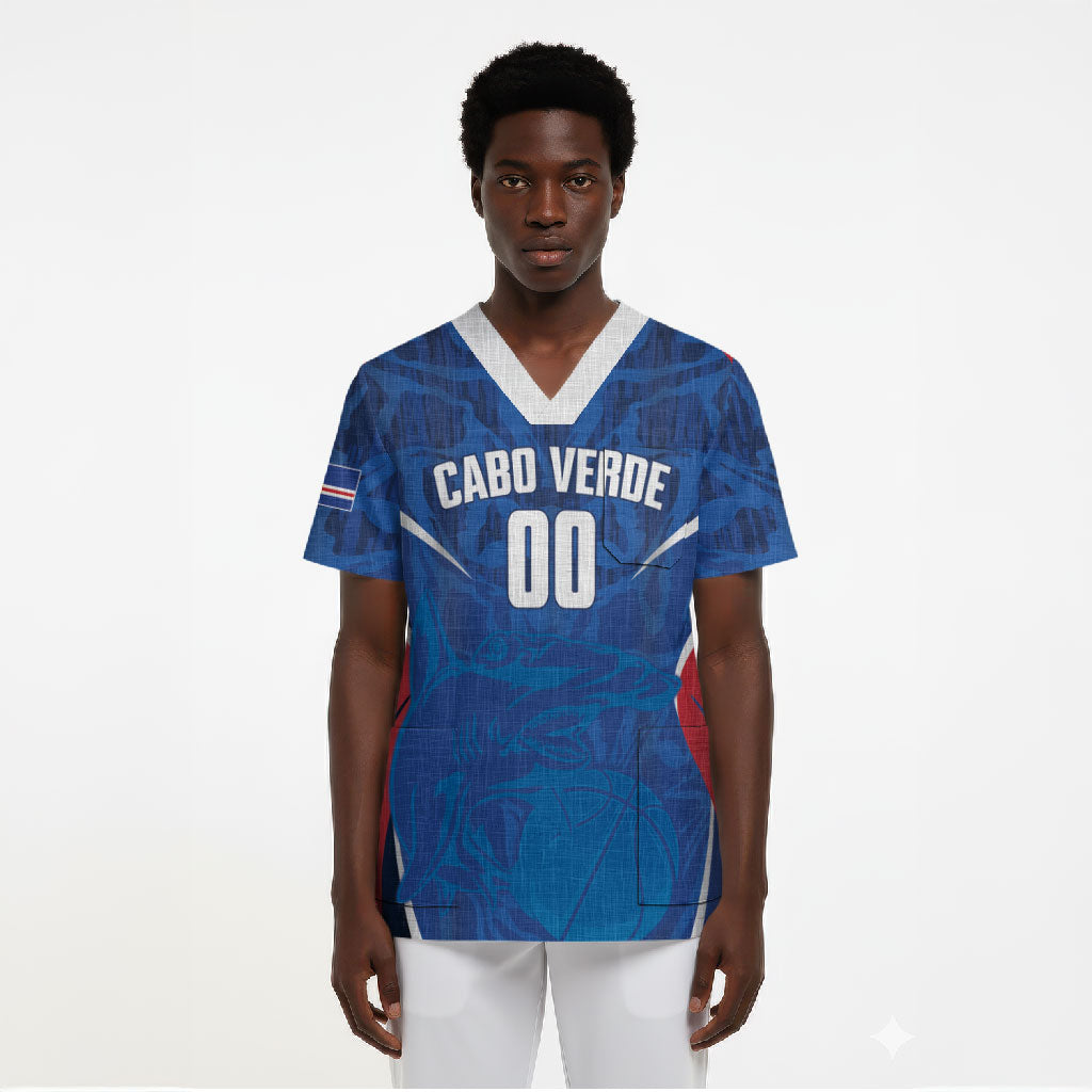 Cape Verde Basketball 2026 Custom Scrub Top Come On Hammer Sharks