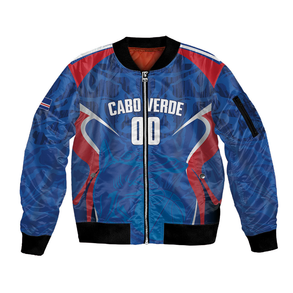 Cape Verde Basketball 2026 Custom Sleeve Zip Bomber Jacket Come On Hammer Sharks