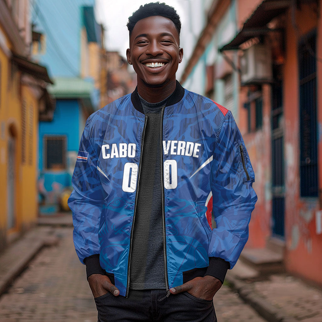Cape Verde Basketball 2026 Custom Sleeve Zip Bomber Jacket Come On Hammer Sharks