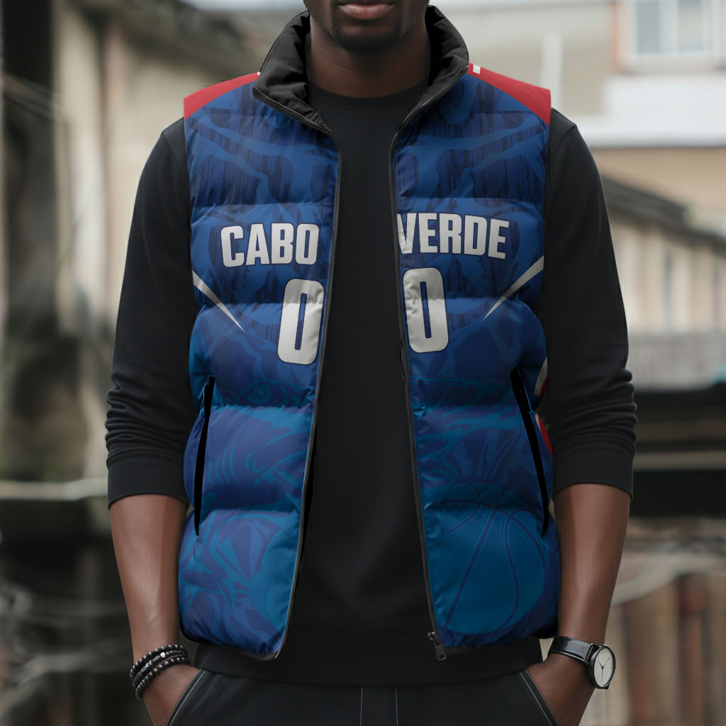 Cape Verde Basketball 2026 Custom Sleeveless Puffer Jacket Come On Hammer Sharks