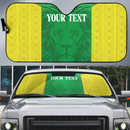 Senegal Basketball 2026 Custom Auto Sun Shade Come On Lions African Pattern