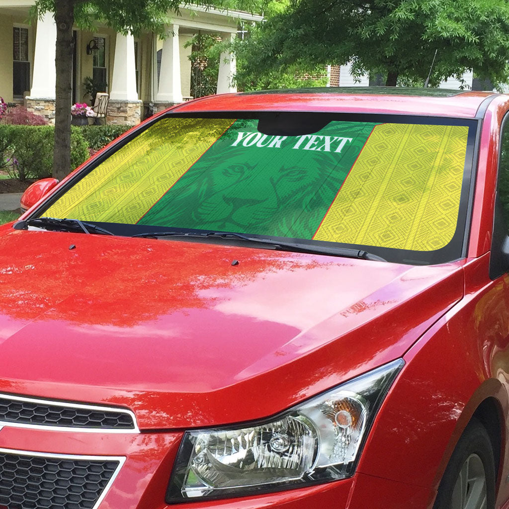 Senegal Basketball 2026 Custom Auto Sun Shade Come On Lions African Pattern