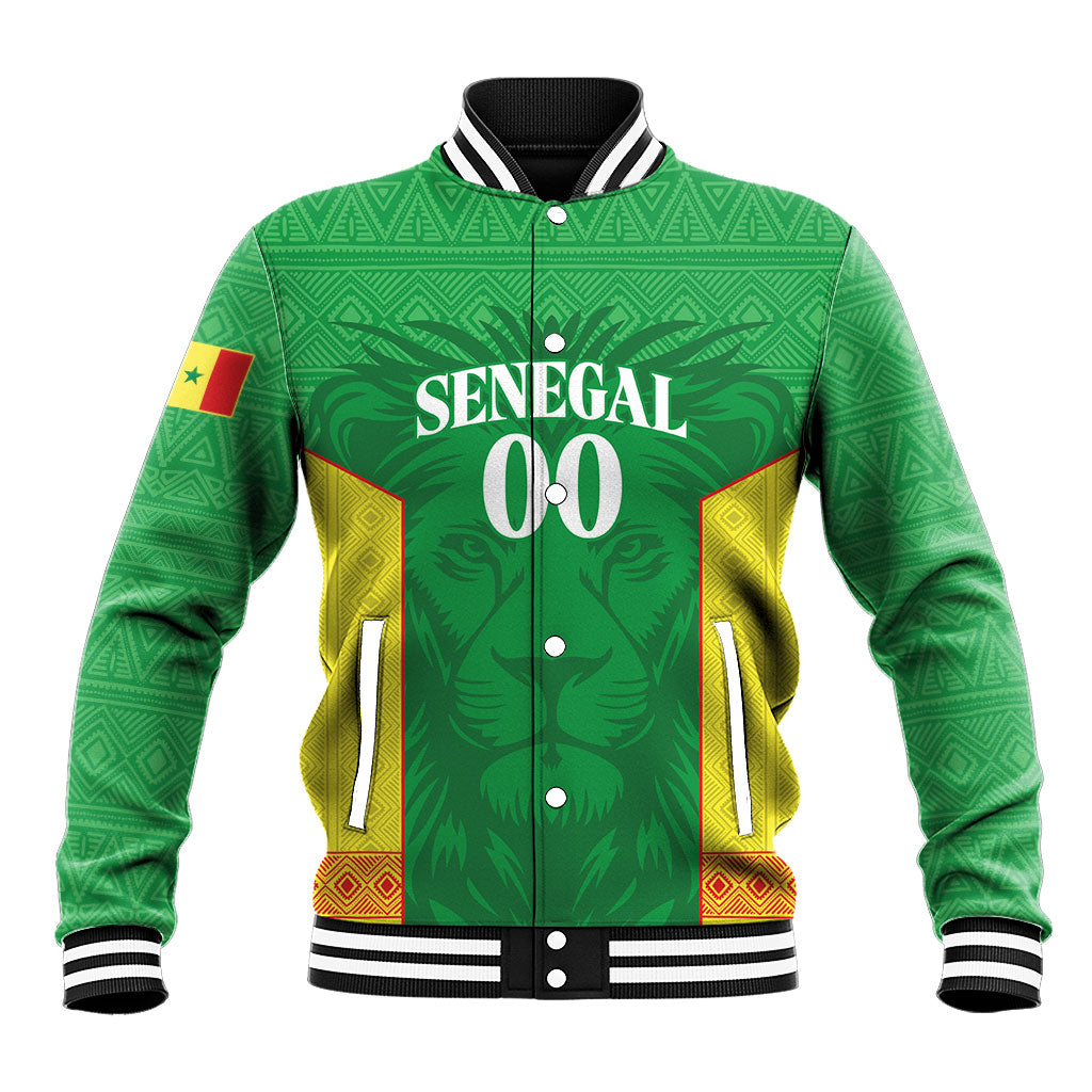 Senegal Basketball 2026 Custom Baseball Jacket Come On Lions African Pattern