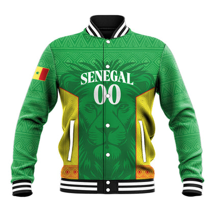 Senegal Basketball 2026 Custom Baseball Jacket Come On Lions African Pattern