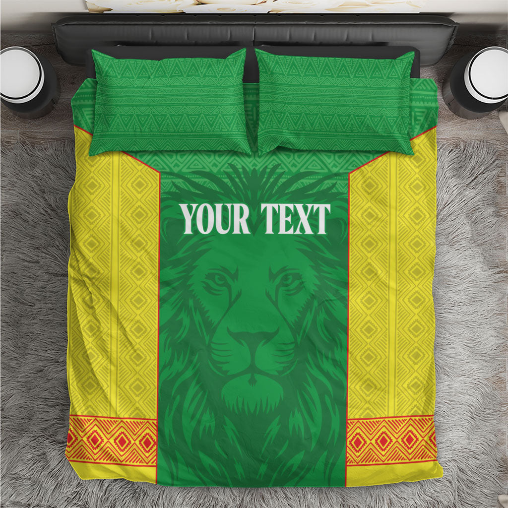 Senegal Basketball 2026 Custom Bedding Set Come On Lions African Pattern