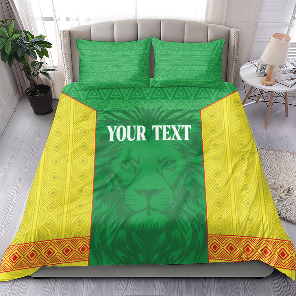 Senegal Basketball 2026 Custom Bedding Set Come On Lions African Pattern