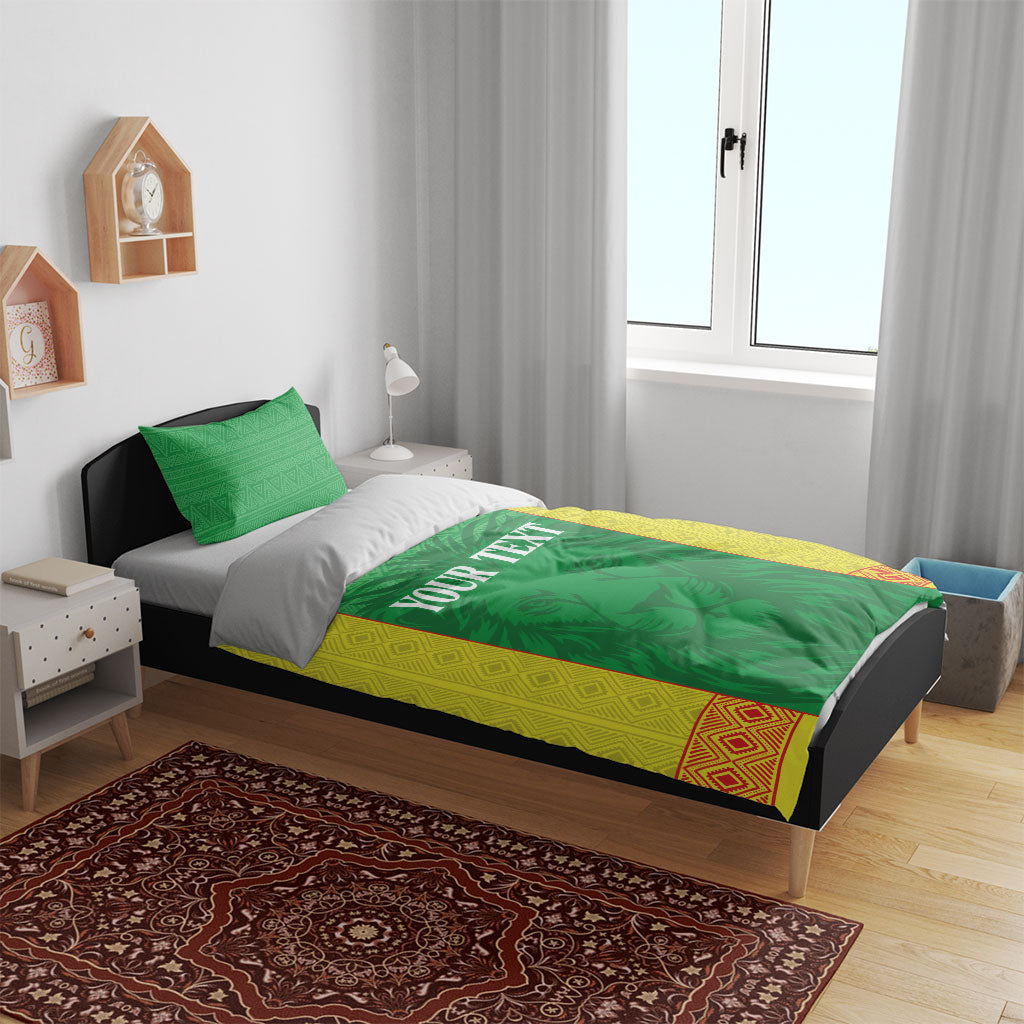 Senegal Basketball 2026 Custom Bedding Set Come On Lions African Pattern