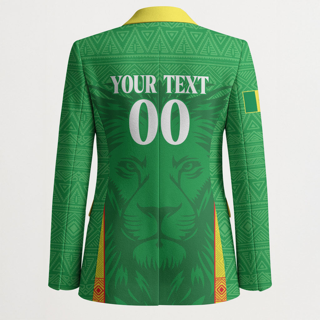 Senegal Basketball 2026 Custom Blazer Come On Lions African Pattern